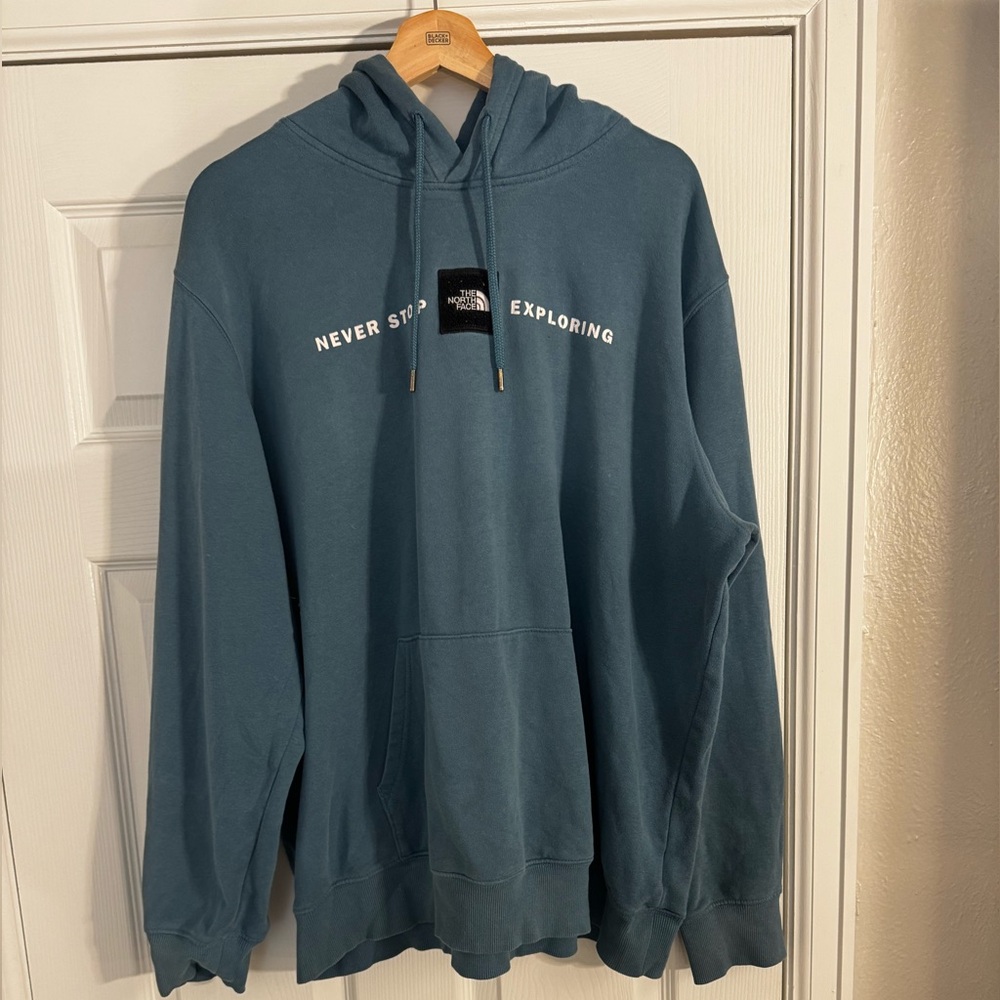 The North Face Teal Pullover Hoodie with Chest Logo